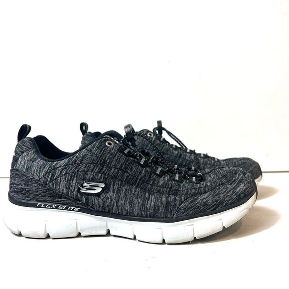 Skechers Womens 9.5 Flex Elite Gray/Black Casual Running Shoes Sneakers Low Top - Picture 2 of 11